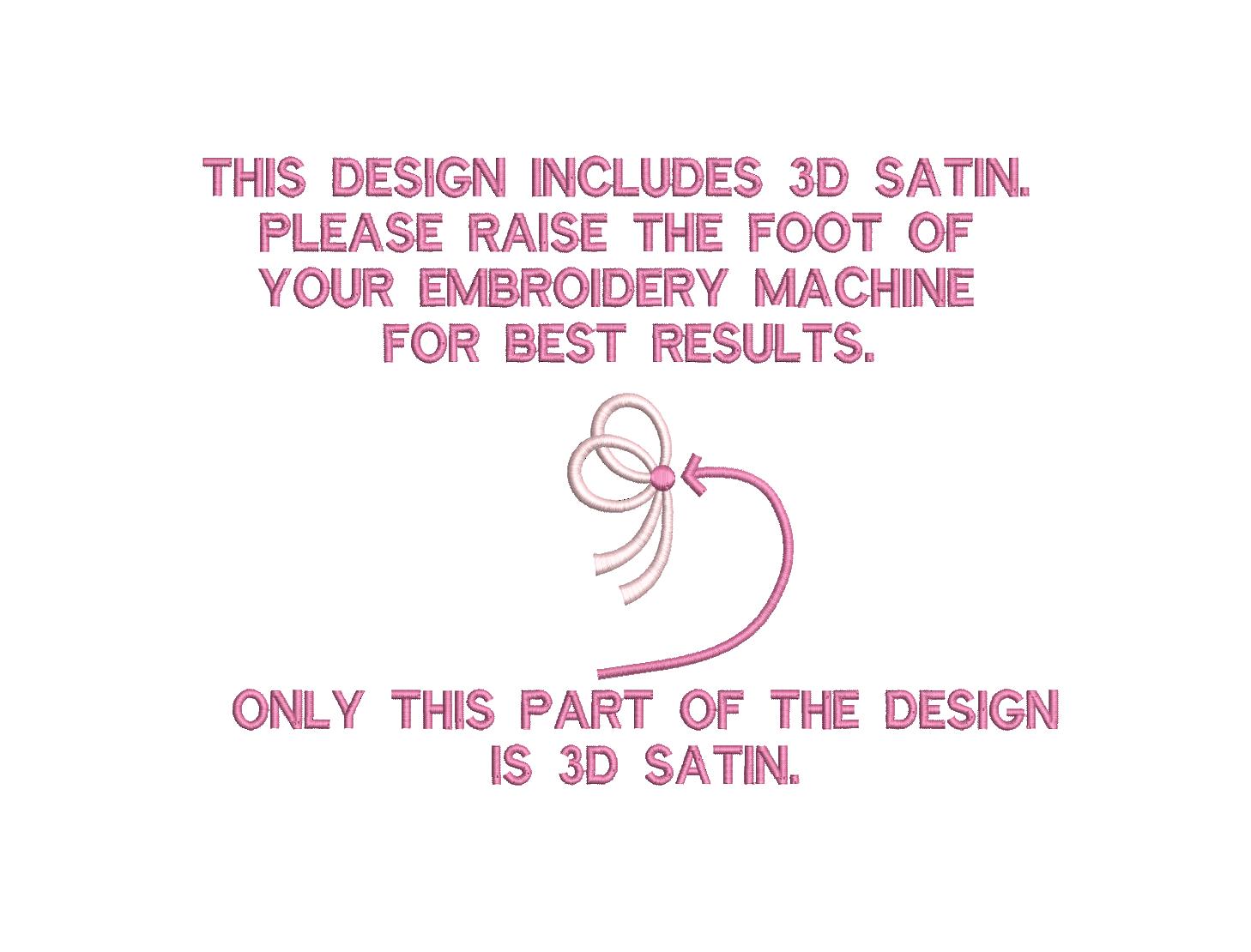 Side Bow Satin PES DST JEF ++ Machine Embroidery Design, 7 Sizes, Instant Download