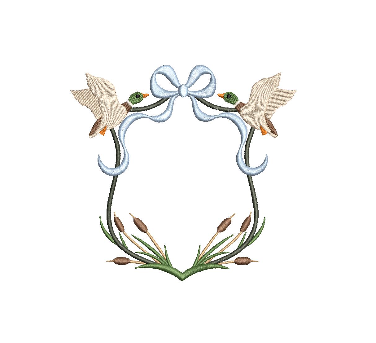 Mallard Duck Crest Monogram Frame PES DST JEF ++ Machine Embroidery Design, 12 Sizes, Instant Download