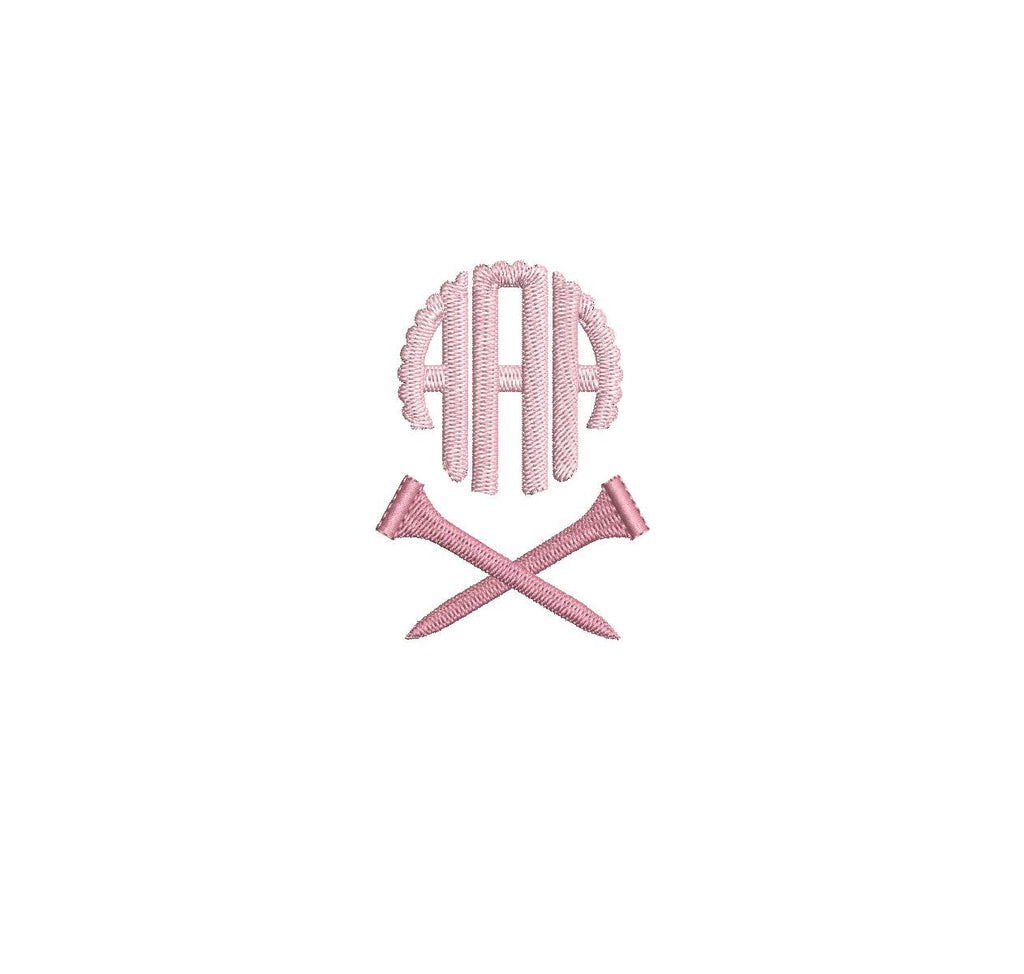 Golf Crossed Tees Monogram Frame PES DST JEF ++ Machine Embroidery Design, 7 Sizes, Instant Download