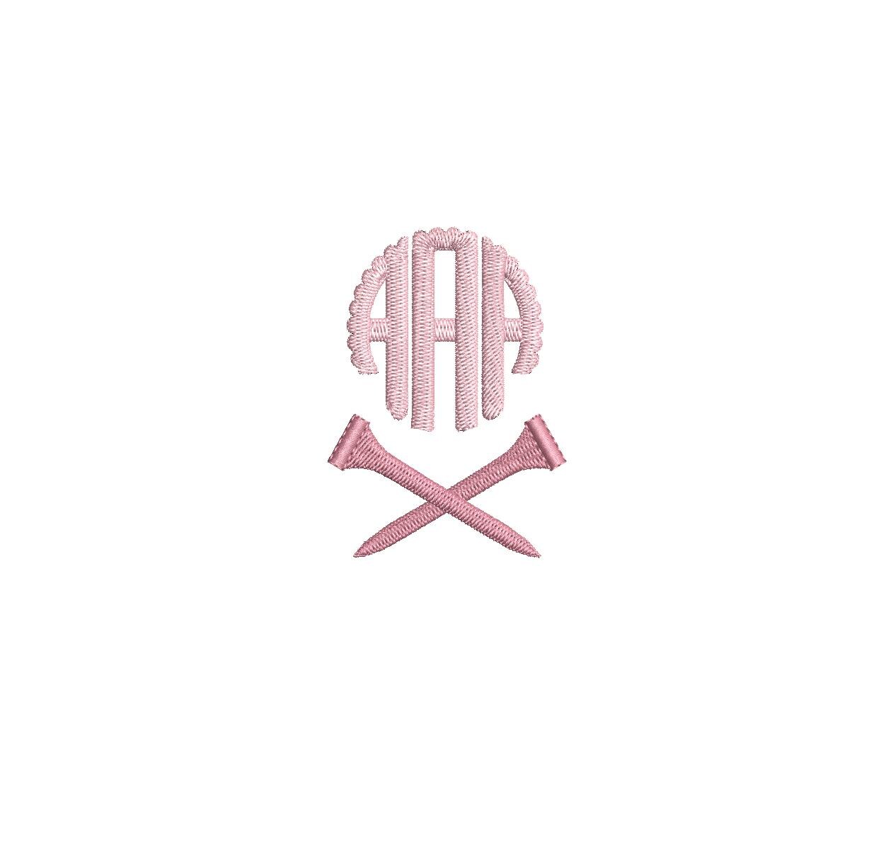 Golf Crossed Tees Monogram Frame PES DST JEF ++ Machine Embroidery Design, 7 Sizes, Instant Download