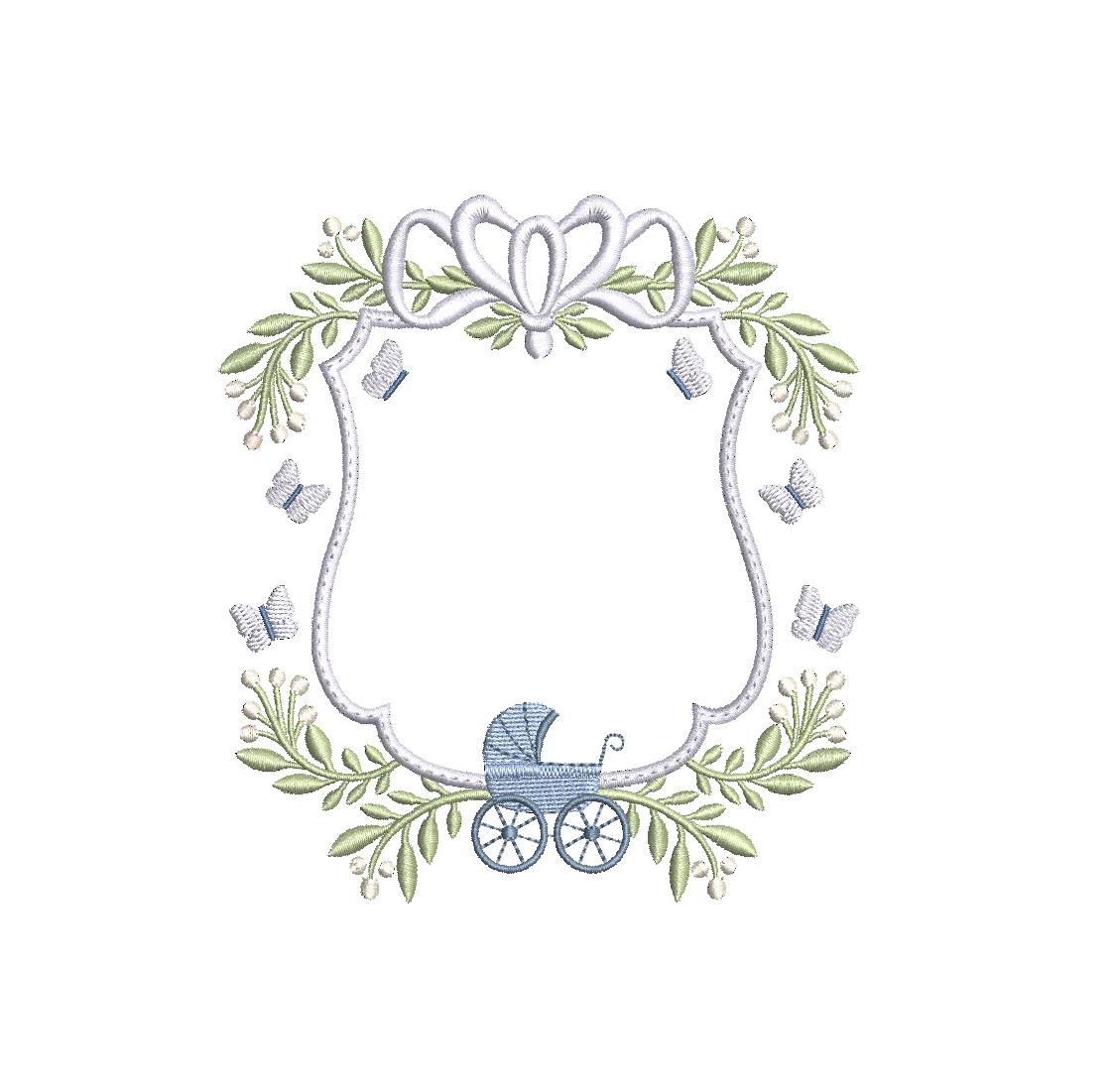 Newborn Butterfly Monogram Birth Announcment Frame PES DST JEF ++ Machine Embroidery Design, 4 Sizes, Birth Announcement, Instant Download