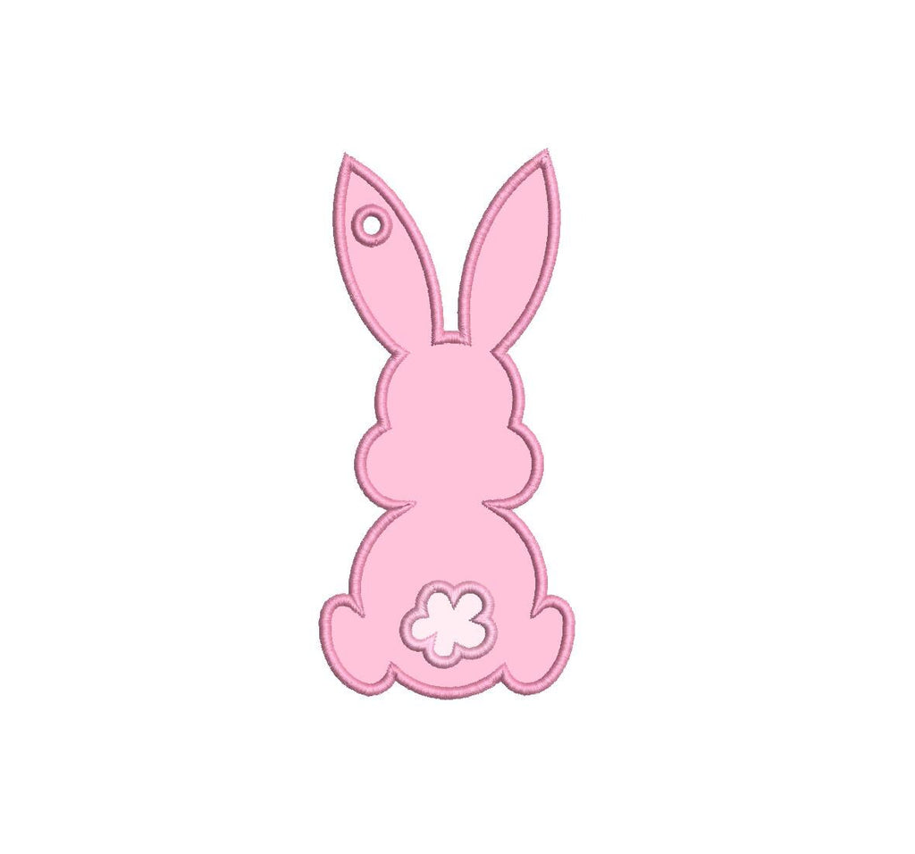 Easter Bunny Applique Tag PES DST JEF ++ Machine Embroidery Design, 5 Sizes, Instant Download, In-The-Hoop Project