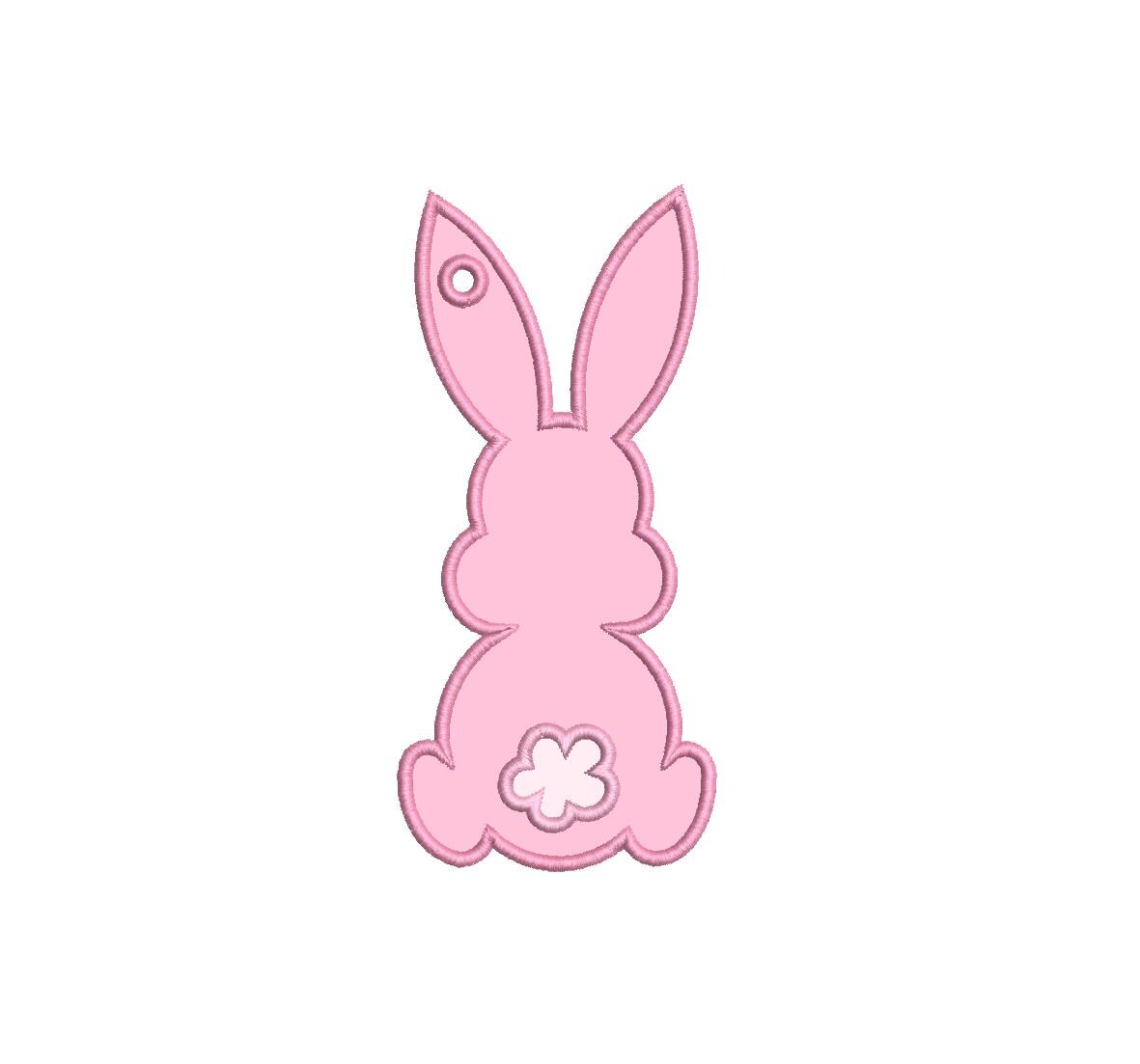 Easter Bunny Applique Tag PES DST JEF ++ Machine Embroidery Design, 5 Sizes, Instant Download, In-The-Hoop Project