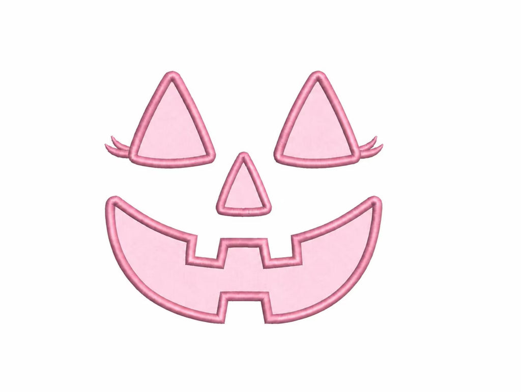 Lady Applique Jack-O-Lantern Happy Face PES DST JEF ++ Machine Embroidery Design, 5 Sizes, in-the-hoop project, Instant Download, pumpkin